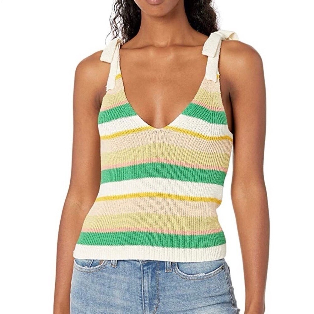 BCBGMaxAzria Multicolor Striped Tank Top with Bow Straps